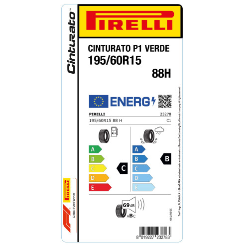 195/60R15 PIRELLI P1 CINTURATO 88V - Image 3