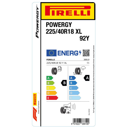 225/40R18 PIRELLI POWERGY 92Y XL - Image 3