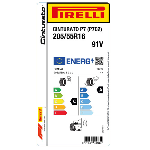 205/55R16 PIRELLI CINTURATO P7C2 91V - Image 3