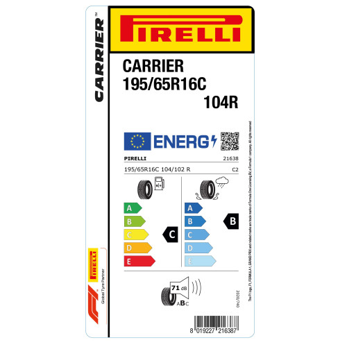195/65R16 PIRELLI CARRIER 104R - Image 3