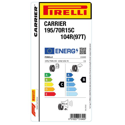 195/70R15 PIRELLI CARRIER 104R - Image 3