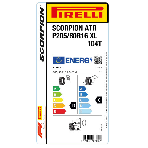 205/80R16 PIRELLI SCORPION ATR 104T XL - Image 3