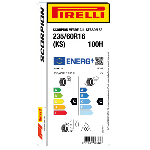 235/60R16 PIRELLI ALL SEASON SF 100H - Image 3