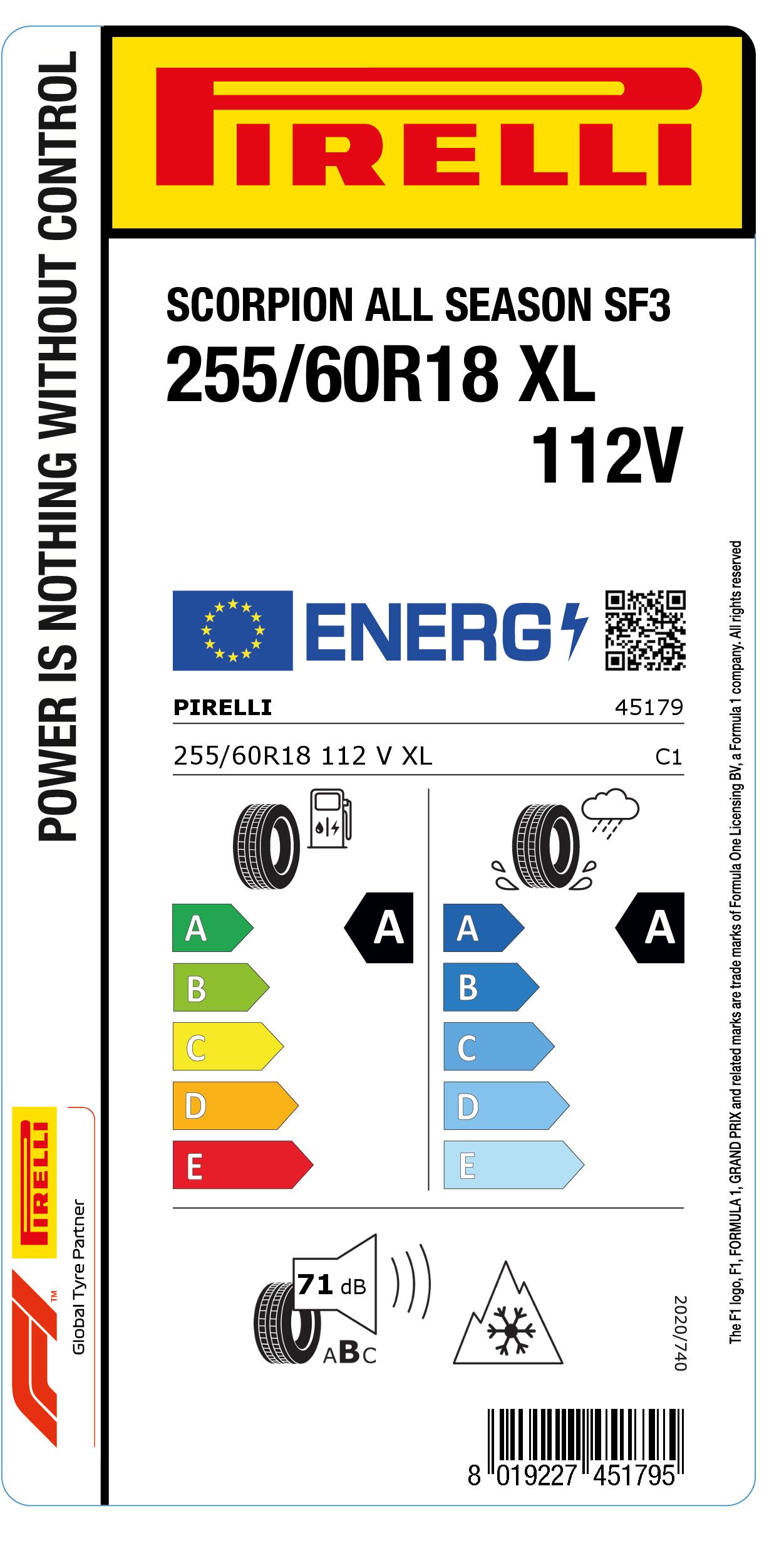 255/60R18 PIRELLI SC-SF3 112V XL - Image 2