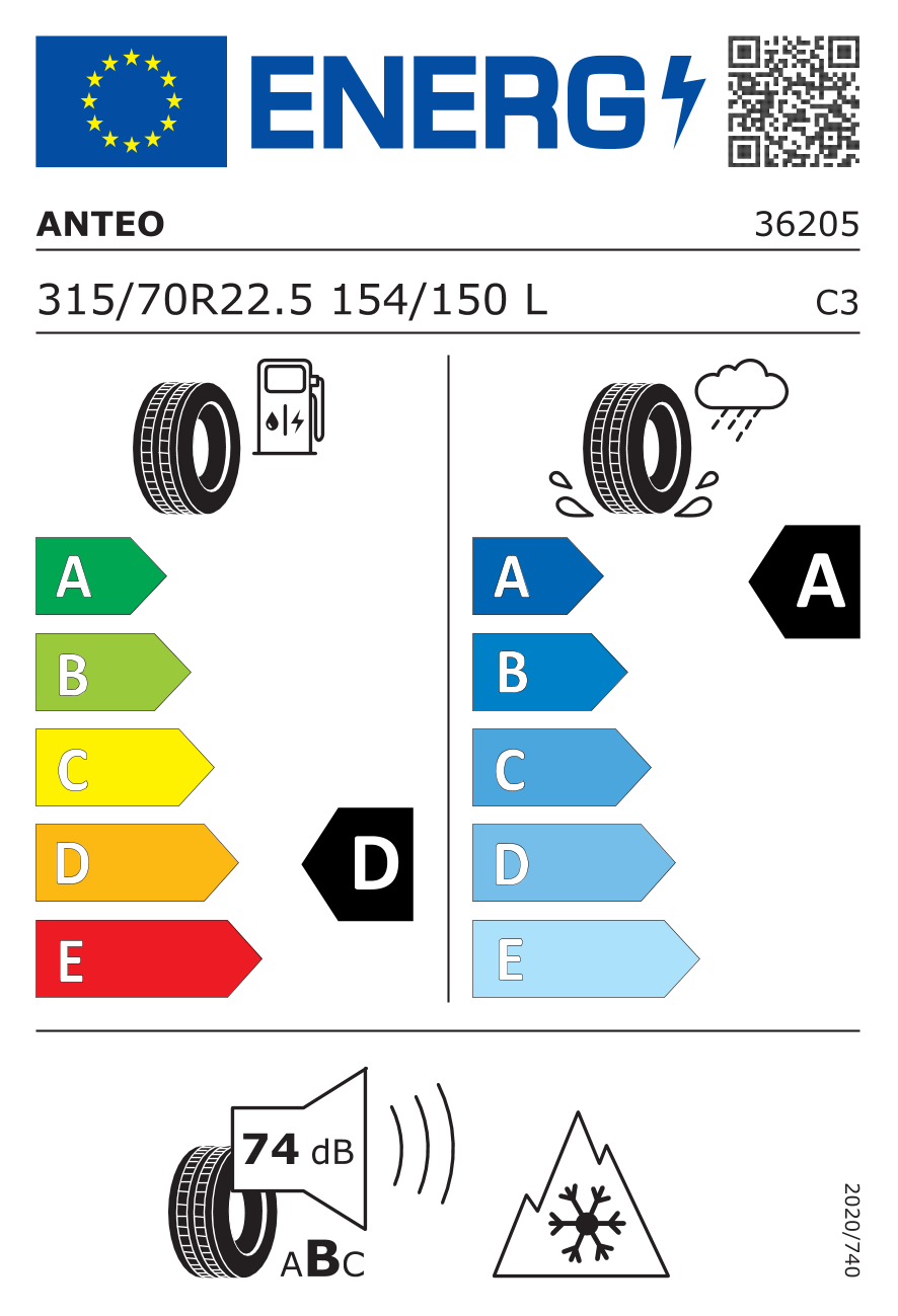 315/70R22.5 TL ANTEO PRO DRIVE 154/150L 152M M+S 3PMSF - Image 2