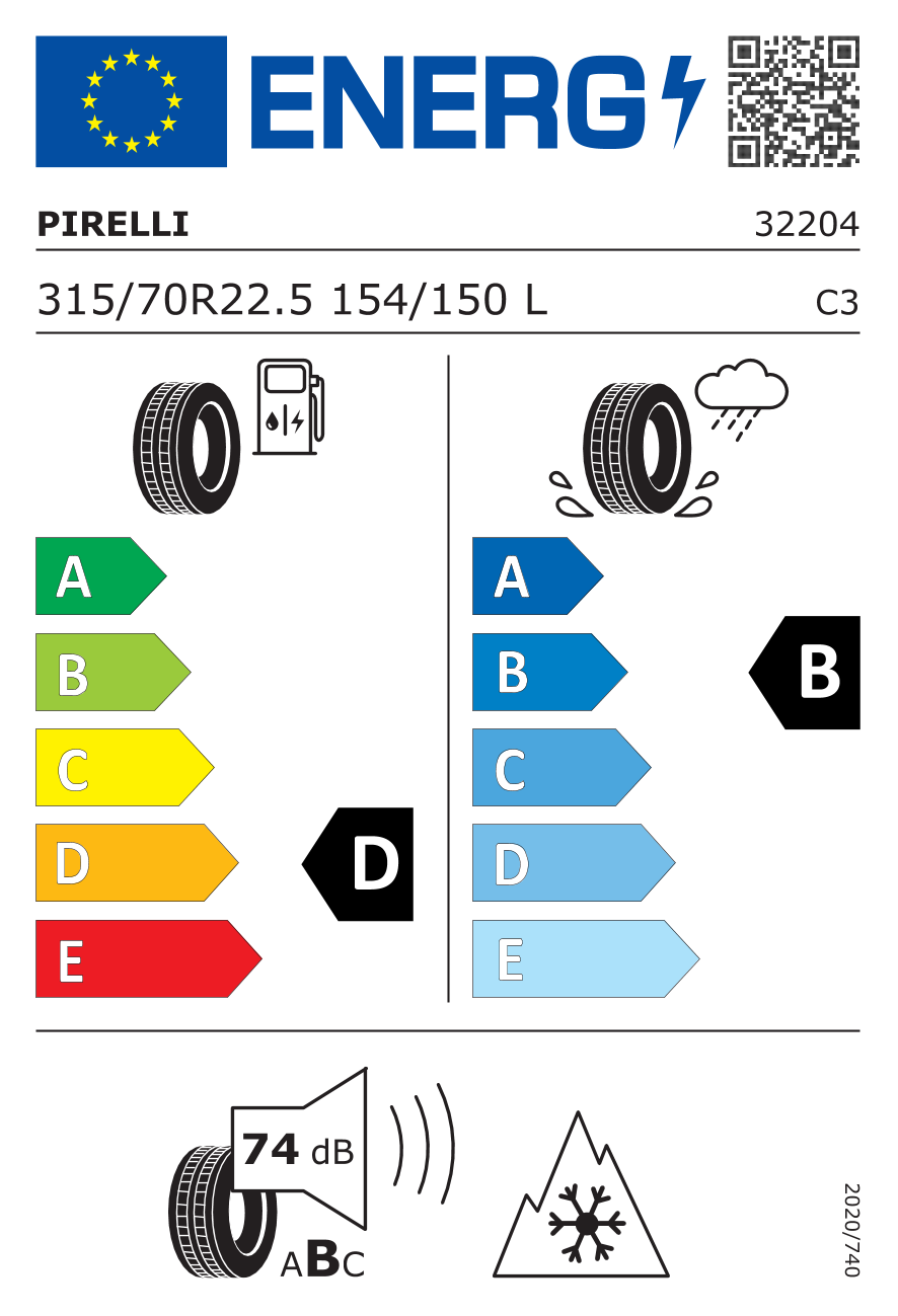 315/70R22.5 TL PIRELLI ITINERIS-D90 154/150L 152M M+S 3PMSF - Image 2