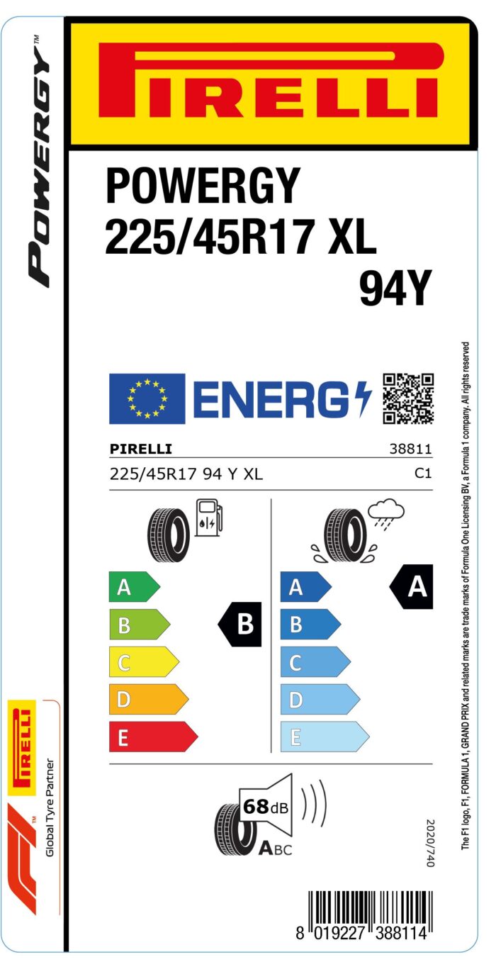 225/45R17 PIRELLI POWERGY 94Y XL - Image 3